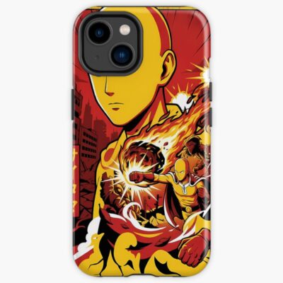 One Hit Bald Superhero Fiery Punch Action Anime Comic Art Iphone Case
