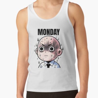 Stressed Cartoon Character Representing Monday Blues And Morning Anxieties Tank Top