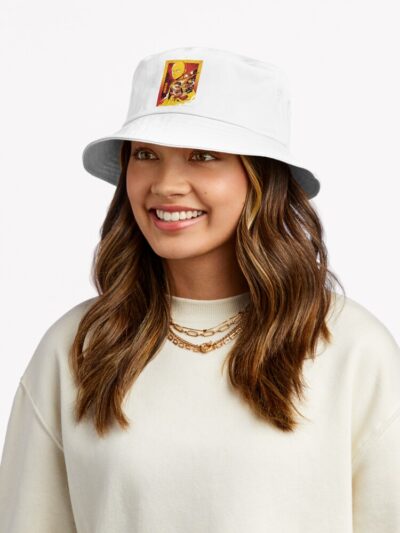 Alternative view of One Hit Bald Superhero Fiery Punch Action Anime Comic Art Bucket Hat