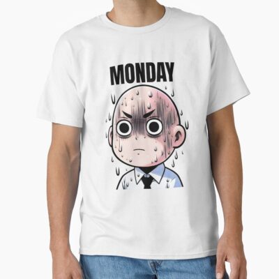 Stressed Cartoon Character Representing Monday Blues And Morning Anxieties T-shirt