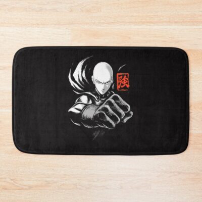 Ink Punch Manga Anime Hero Japanese Kanji Bath Mat