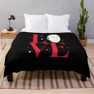 Love With Minimalist Bald Face As O Cute Anime Inspired Design Throw Blanket