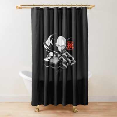 Ink Punch Manga Anime Hero Japanese Kanji Shower Curtain
