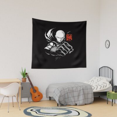 Ink Punch Manga Anime Hero Japanese Kanji Tapestry