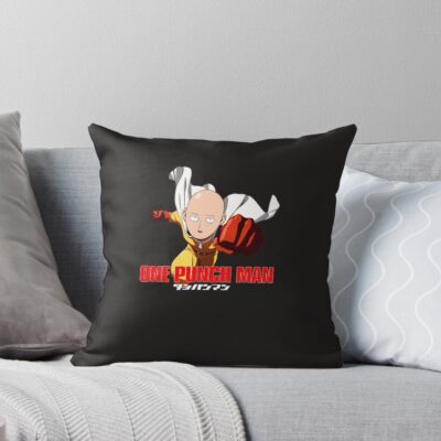 Cool Anime Fist Man Fighter Bald Throw Pillow