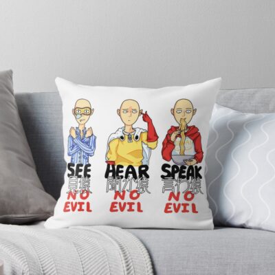 Three Monkeys Throw Pillow